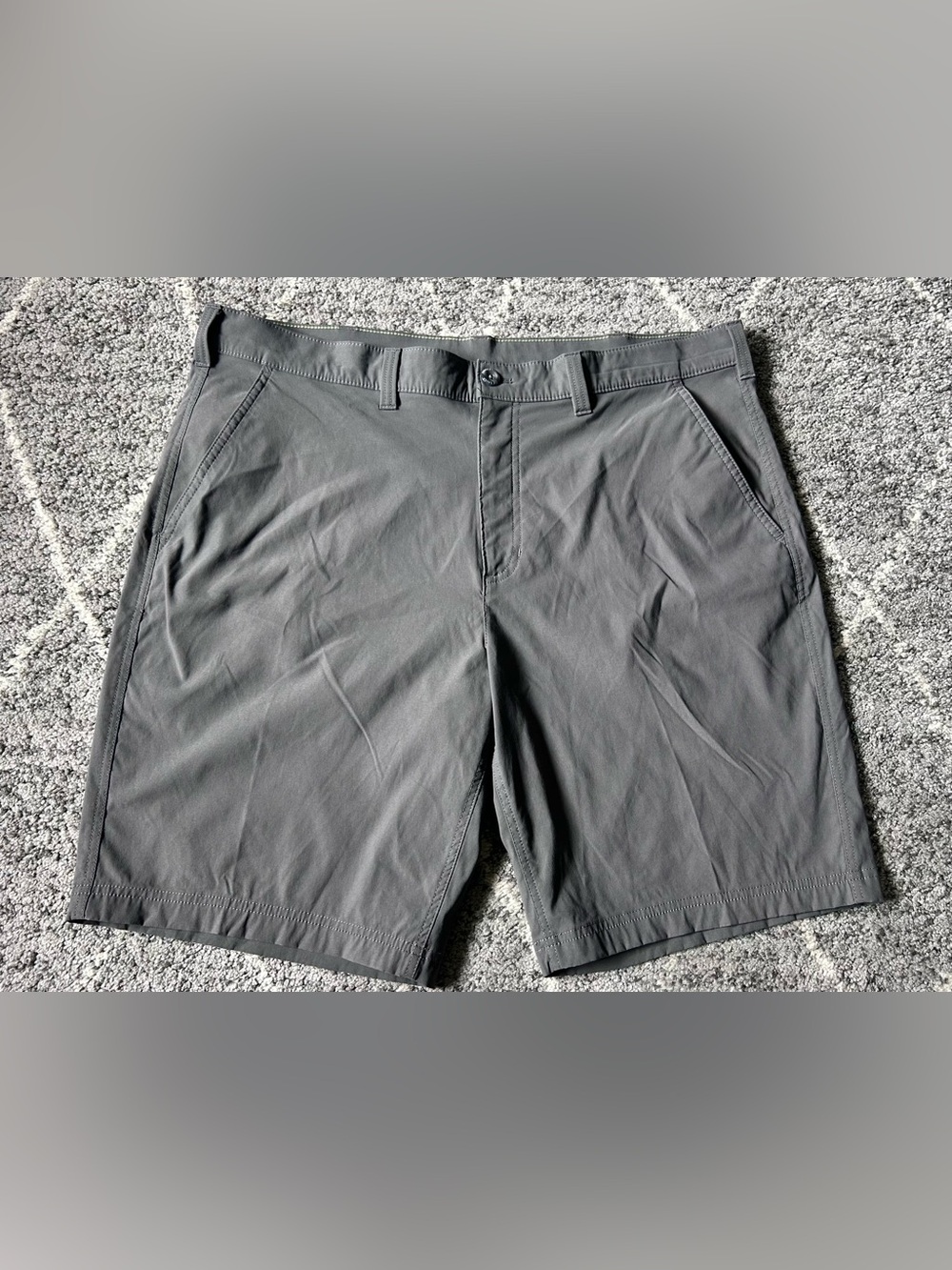 Eddie Bauer Gray Flat-Front Performance Shorts Hiking Quick Dry Stretch Outdoor